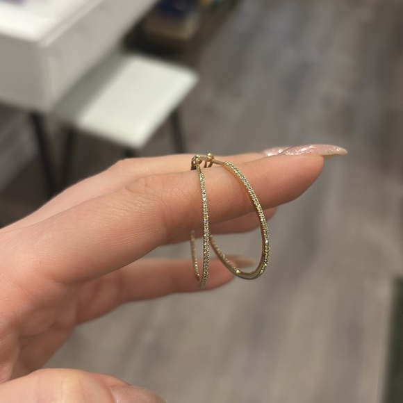 Ring Concierge 14K Gold & Diamond Inside Out Hoops Earrings - Picture 3 of 3